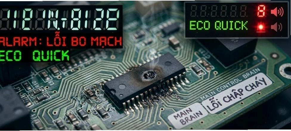 Tủ lạnh Toshiba nháy đèn báo lỗi ECO và QUICK do hỏng bo mạch