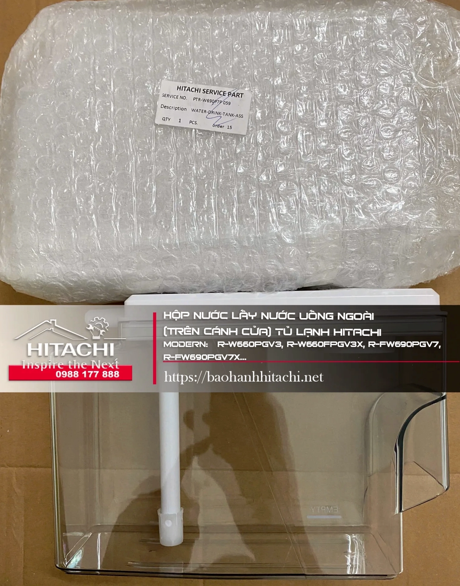 Van cấp nước và bình chứa nước tủ lạnh Hitachi