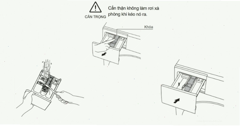 Vệ sinh ngăn chứa bột giặt và nước xả của máy giặt Sharp