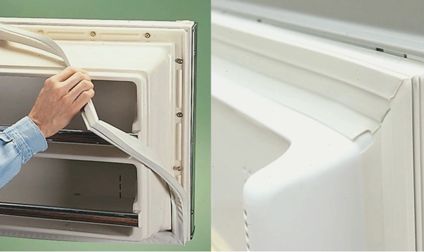 Vệ sinh sạch sẽ khung cửa tủ lạnh Hitachi trước khi thay gioăng mới