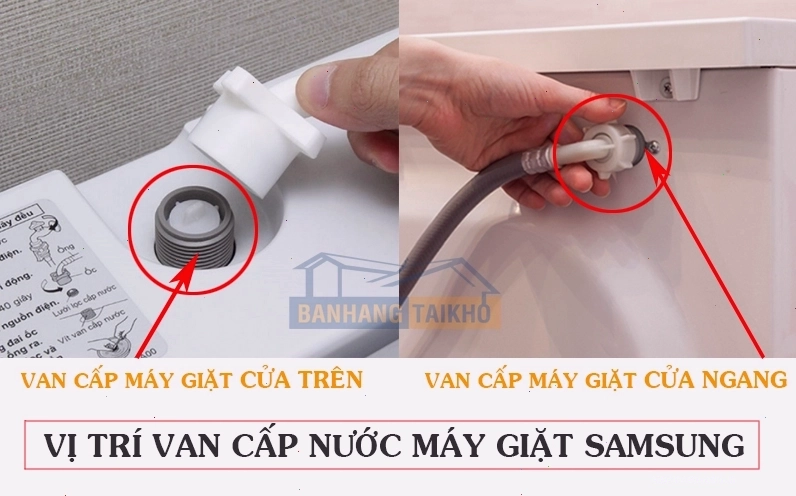 Vị trí của van cấp nước trên máy giặt Samsung