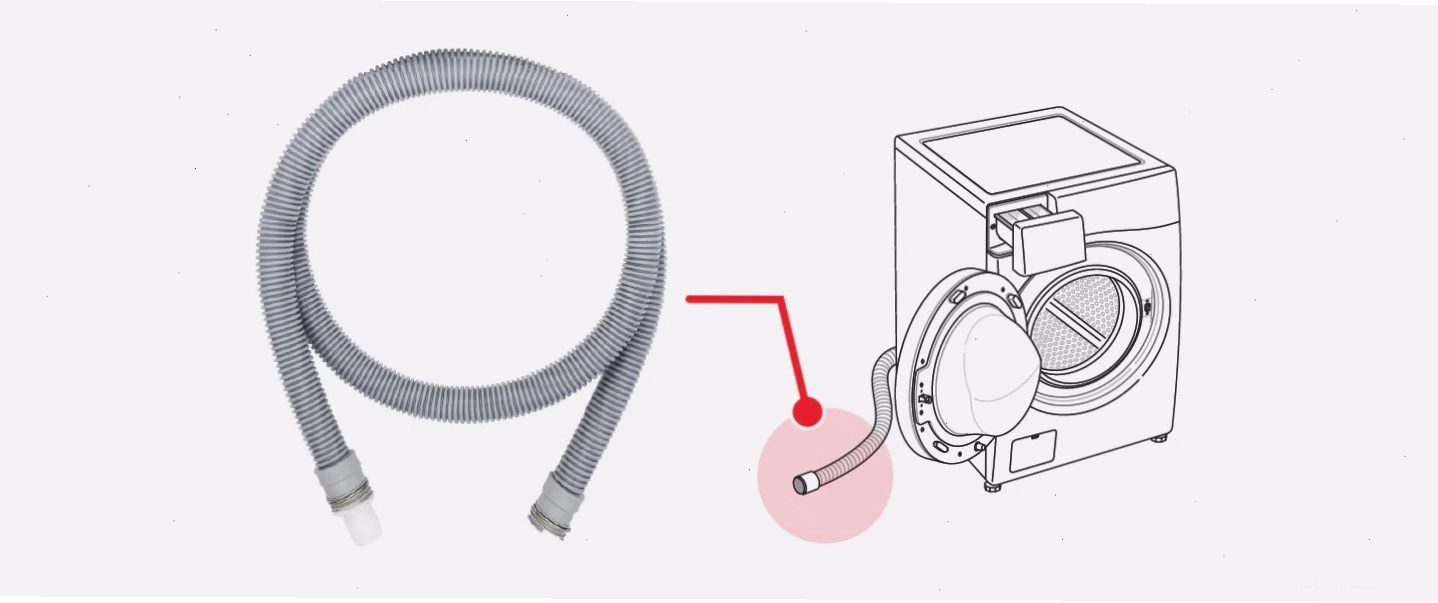 Vị trí lắp đặt ống mềm xả nối dài cho máy giặt LG cửa trước