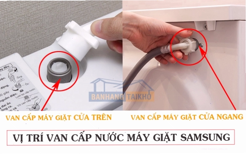 Vị trí van cấp nước máy giặt Samsung