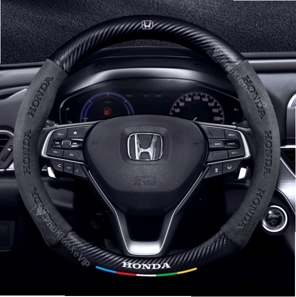 Vô lăng Honda HR-V G sau khi được bọc da bằng khâu thủ công