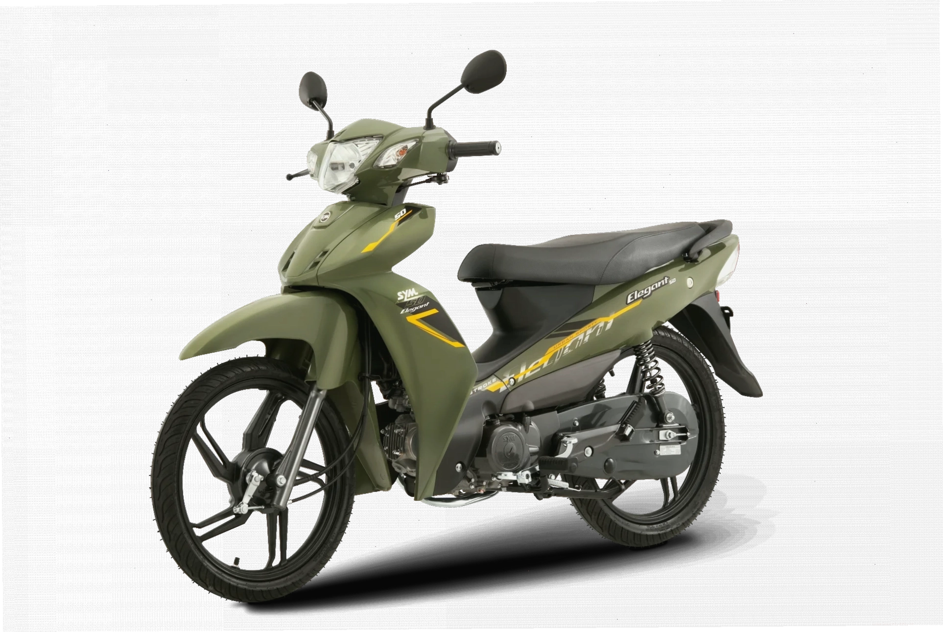 Xe SYM ELEGANT SPORT 50 với bánh mâm (vành đúc) sáng bóng