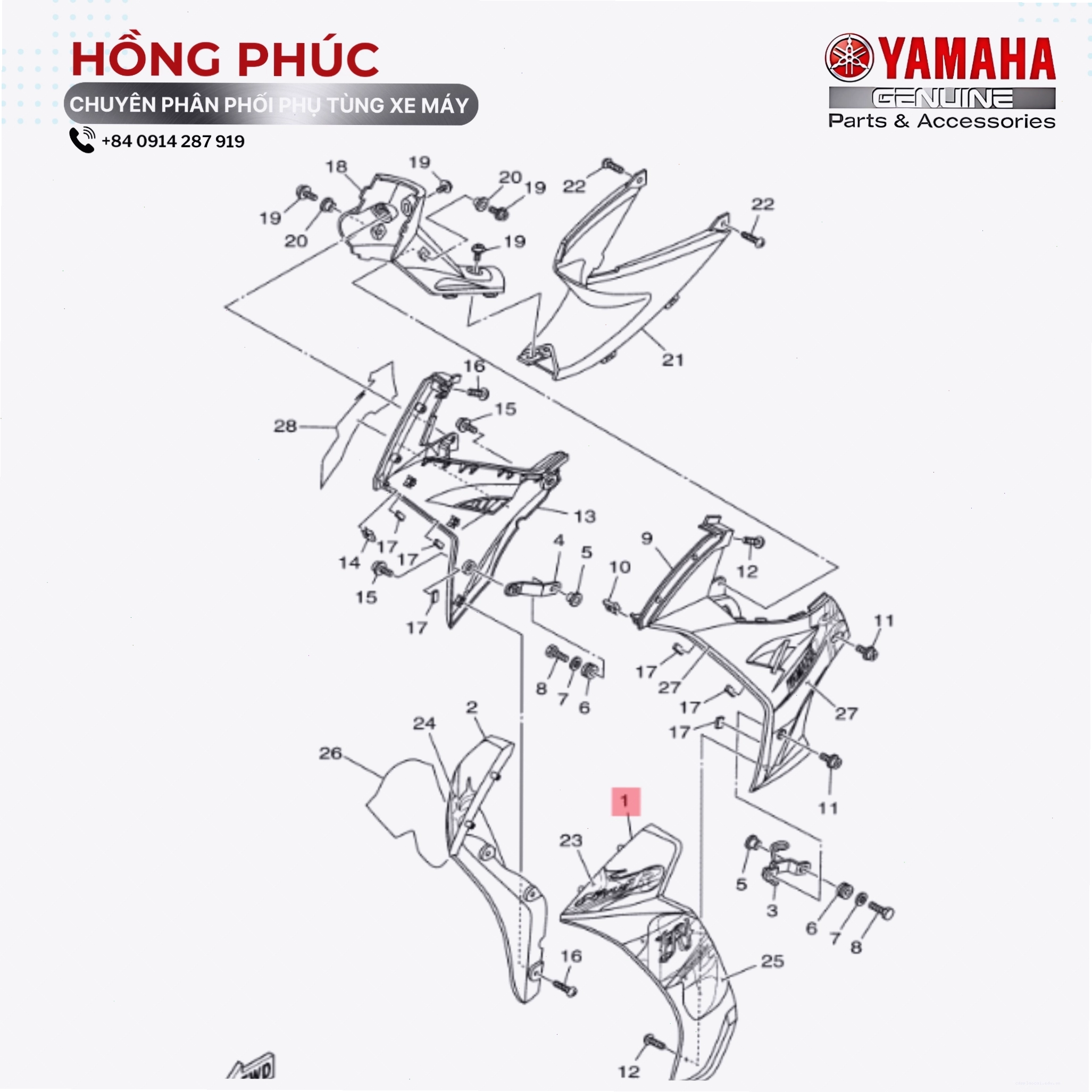 Yếm xe Yamaha chính hãng cho các dòng xe tay ga